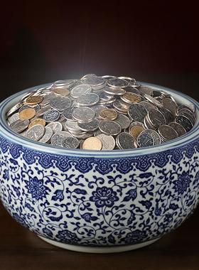 景德镇博陶架20240502瓷器青花瓷聚宝盆新家居装饰品摆件 中式瓷