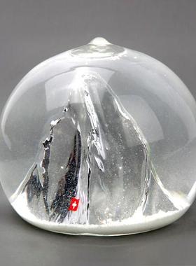 阿尔卑斯雪花水晶球瑞士马特洪峰教师节男士创意礼品家居办公摆件