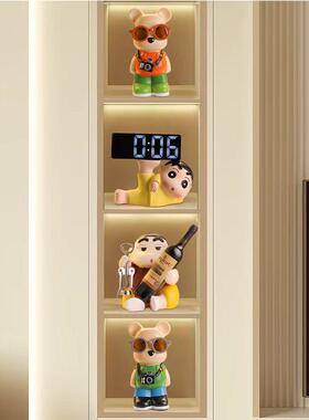 卡通暴力熊酒柜电视柜摆件高级感客厅餐边玻璃柜轻奢高档装饰品