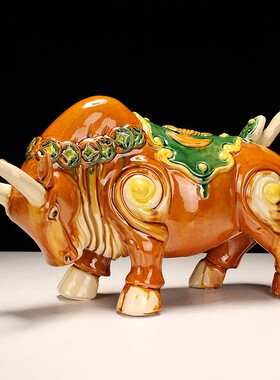 博艺萱陶瓷牛创意装饰品扭转乾坤办公室招财客厅家居饰品