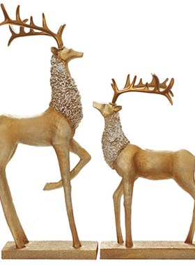 家居新古典欧式大号鹿摆设麋鹿摆设树脂客厅电视柜酒柜装饰