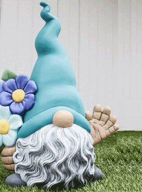 圣诞节无脸矮人娃娃树脂摆件魔幻花园和平侏儒持花工艺品雕像摆件