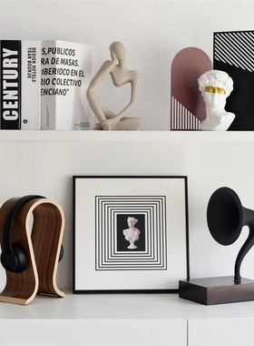 现代极简主义样板房软装摆件装售楼处客厅书柜书架酒具摆件