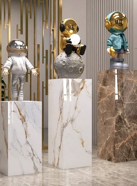 大理石摆件底座客厅玄关岩板立柱展示台墩子花架电视柜落地大摆件