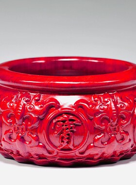 招财聚财阵摆件木质貔貅聚宝盆红色实木雕刻家居电视柜装饰工艺品