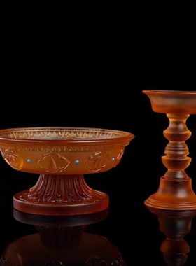 藏式古法琉璃供护法杯密宗法器修行供水杯琉璃八吉祥酒杯家用摆件