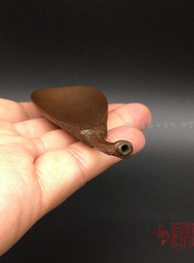 实心铜茄子光面茶铲创意铜茄子茶匙茶道一炷香香插摆件铜雕件茶宠