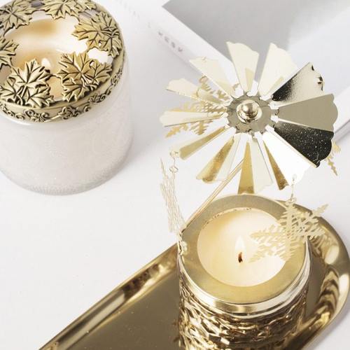 旋转烛台精油香薰蜡烛杯旋转马6.3CM走马灯烛台欧式创意摆件配件 - 图2