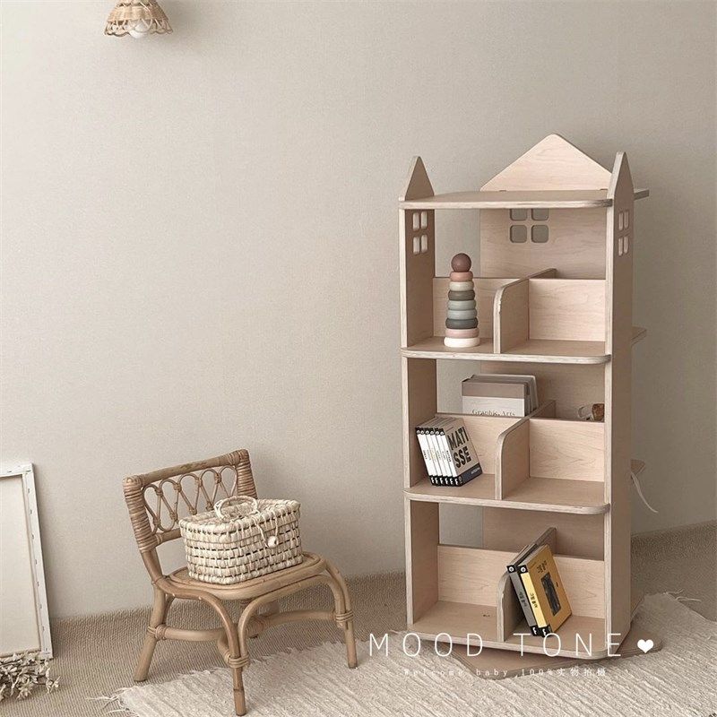 韩国儿童旋转书架度家用绘本架实木多层落地书柜阅读架,淘宝优惠券,粉丝福利购,淘宝优惠卷