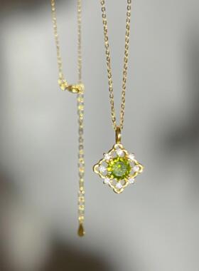 「金鱼记忆」新中式银饰项炼绿色吊坠显白女款法式轻奢覆古颈炼