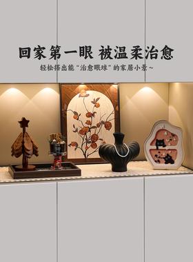 中古风玄关钥匙收纳摆件客厅餐边柜法式高级感轻奢进门口装饰摆画