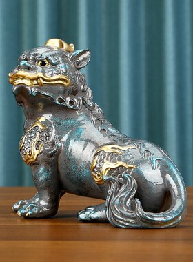 彩铜《谛听》摆件家居办公室玄关桌面装饰品开业礼品摆件