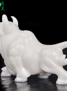 大号天然汉白玉石雕牛摆件开荒奋斗牛十二生肖牛家居饰品创意礼品