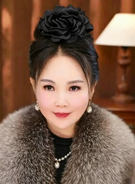 韩版黑色牡丹大号鲨鱼夹盘发
