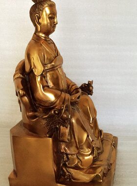 飞龙纯铜10寸金花圣母金花娘娘金花夫人送子娘娘铜像家居摆件