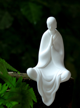 德化白瓷香插无相佛人物禅意摆件中式居家玄关办公桌面创意小礼品