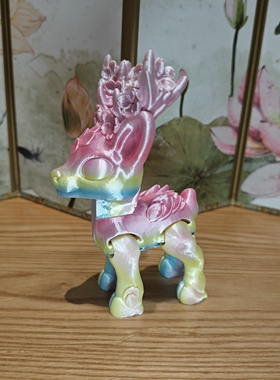 樱花点缀小鹿摆件模型圣诞鹿节日礼物可爱装饰品3D打印儿童玩具炫
