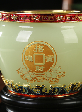 琉璃玉聚宝盆摆件招财聚财公司店铺开业礼品办公室酒柜前台装饰品
