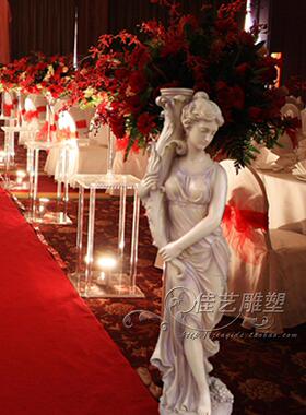 欧式玻璃钢人物雕塑艺术品客厅户外落地摆设可定制作灯人仕女路引