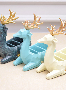 北欧风格装饰鹿家里摆件家居装饰品玄关钥匙收纳盒客厅电视柜摆设