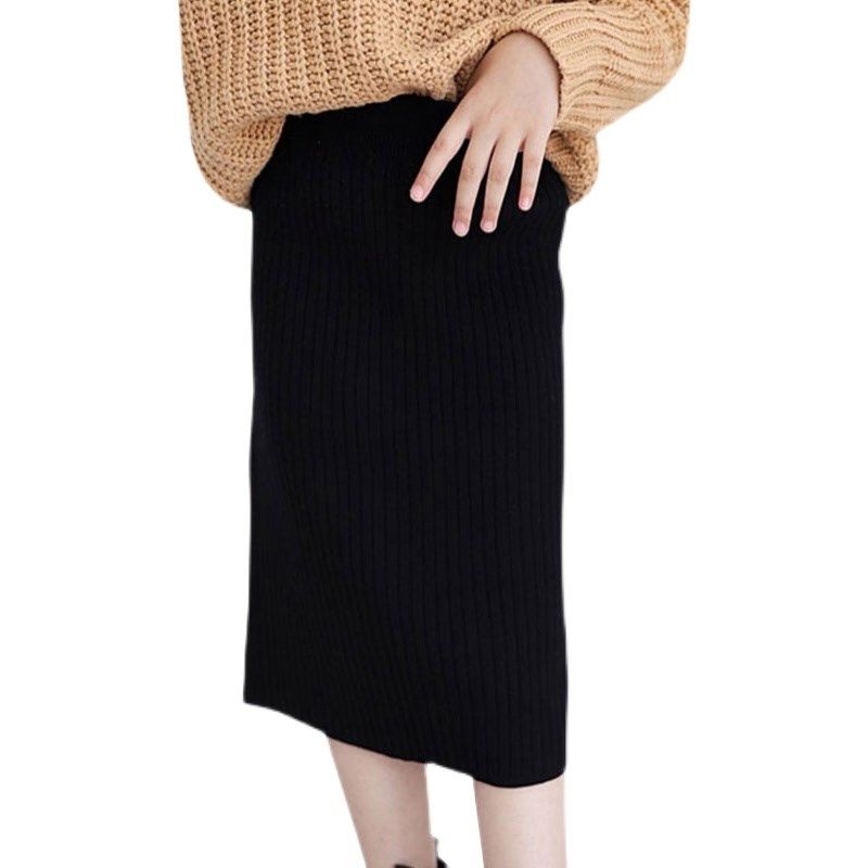 女童针织半身裙春秋新品儿童洋气毛线直筒中长款开叉一步包臀裙子,淘宝优惠券,粉丝福利购,淘宝优惠卷