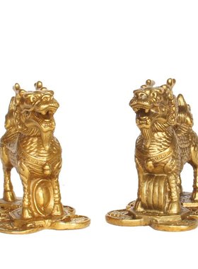 杨铜记  铜器铜麒麟摆件金钱直头麒麟工艺品 厂家