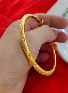 金包银满天星手镯女款手环实心推拉镯子送母亲女友老婆礼物