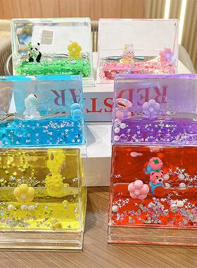 卡通双漂入油流沙公仔手机支架创意桌面装饰解压神器节日礼品