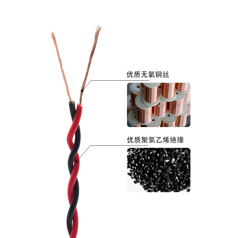 RVS双绞线2芯0.3/0.4/0.5/0.75/1/1.5/2/2.5平方无氧铜双绞红黑线 - 图1