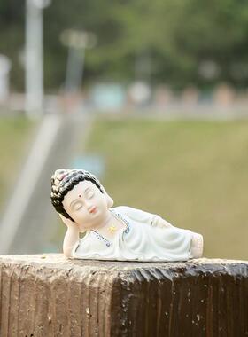 汽车人物佛像小如来摆件 车内保平安 内饰用品车载高档陶瓷装饰