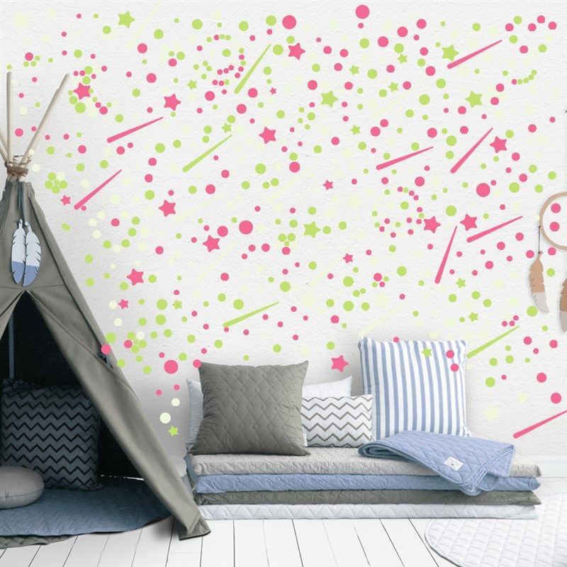 月亮星星圆点夜光墙贴儿童房墙面自粘贴纸 DIY创意荧光宿舍发光贴,淘宝优惠券,粉丝福利购,淘宝优惠卷