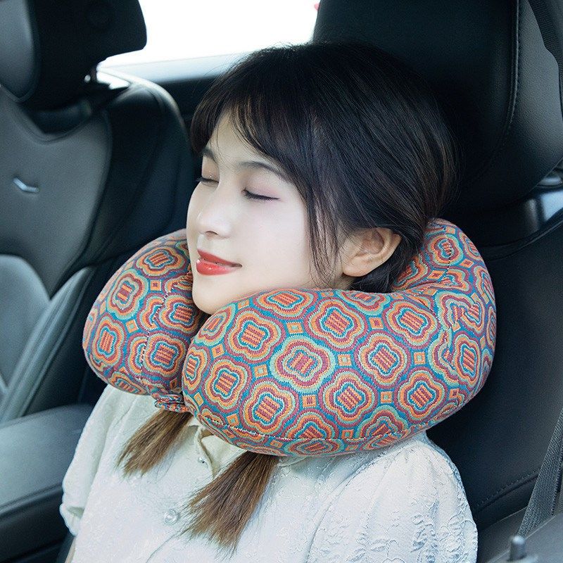 三层纱提花护颈枕旅行便携枕头午休办公室护脖子午睡脖枕飞机颈椎,淘宝优惠券,粉丝福利购,淘宝优惠卷