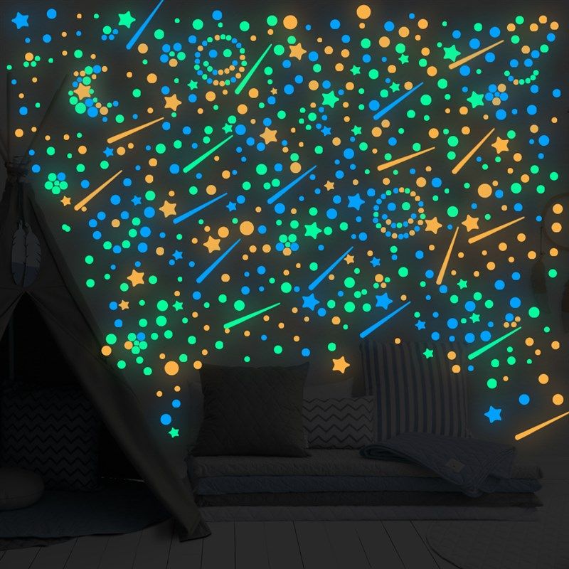 月亮星星圆点夜光墙贴儿童房墙面自粘贴纸 DIY创意荧光宿舍发光贴,淘宝优惠券,粉丝福利购,淘宝优惠卷