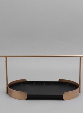 新中式创意铁艺金属托盘装饰架摆件样板房客厅电视柜酒柜软装饰品