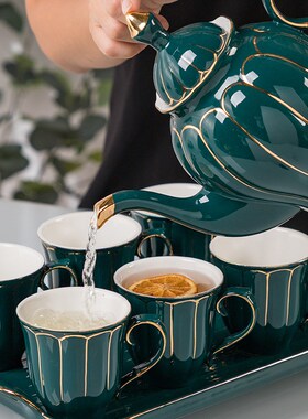 样板房间餐桌茶几描金茶具摆件水壶套装饰品展厅礼盒简约奢华厨房