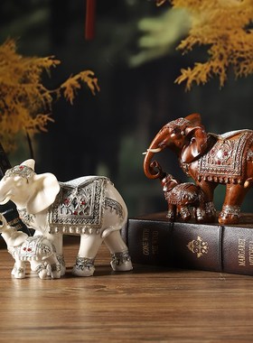 大象摆件一对客厅玄关招财家居饰品酒柜电视柜餐边柜装饰工艺品