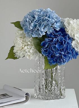 仿生干花绣球花仿真花蓝色保湿手感花束客厅摆件摆设插花装饰假花