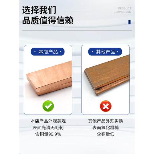 紫铜排T2接地汇流红机房空开连接散接线地母导电铜热镀锡铜条定制 - 图2