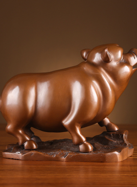 铜欣祥 紫铜生肖猪 纯铜猪摆件工艺品客厅摆设家居装饰品