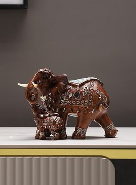 大象摆件一对客厅玄关招财家居饰品酒柜电视柜餐边柜装饰工艺品