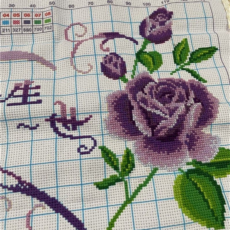 纯手工十字绣成品抱枕套汽车枕靠枕对枕结婚一生一世爱情玫瑰紫色,淘宝优惠券,粉丝福利购,淘宝优惠卷