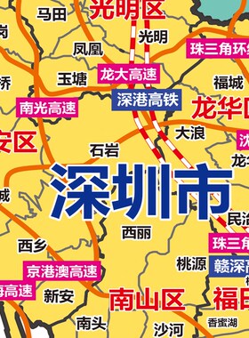 粤港澳大湾区地图办公室挂画超大城区图电子