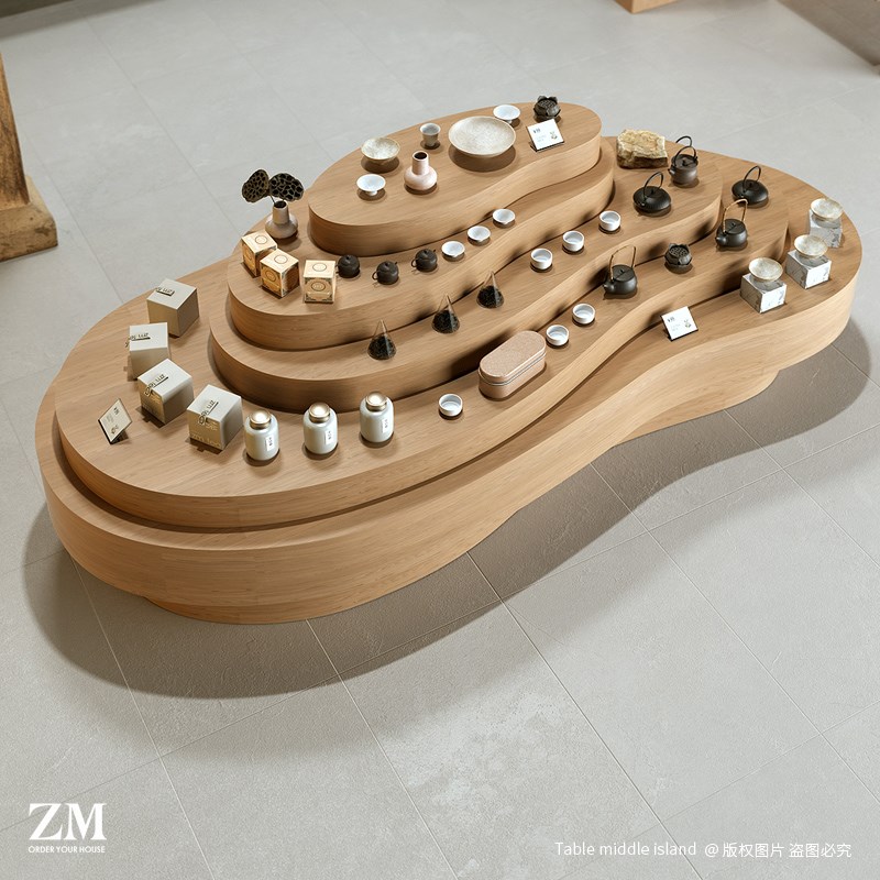 多层中岛台异形茶器陈皮药膳展示柜茶店卖场特产旅游商品陈列柜 - 图1