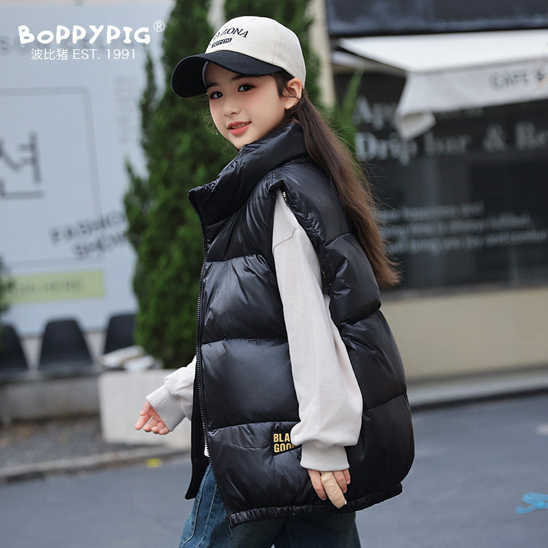 波比猪儿童羽绒服马甲男宝短款女童宝宝中大童外套冬装 2024新款,淘宝优惠券,粉丝福利购,淘宝优惠卷
