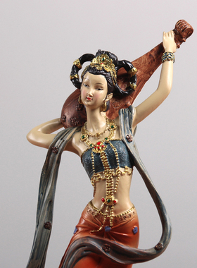 新中式禅意摆件玄关电视柜家居软装工艺品创意摆设敦煌飞天神女