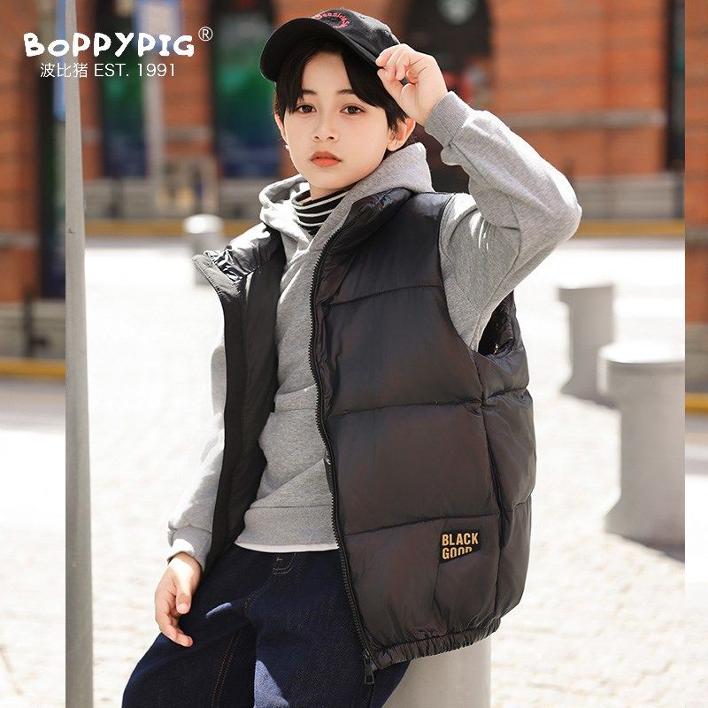 波比猪儿童羽绒服马甲男宝短款女童宝宝中大童外套冬装 2024新款,淘宝优惠券,粉丝福利购,淘宝优惠卷