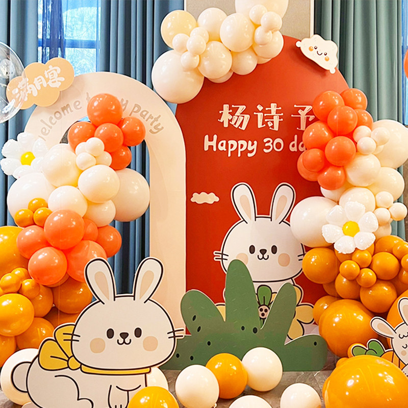 兔宝宝满月礼百天宴布置男女孩婴儿仪式感气球场景装饰背景墙kt板,淘宝优惠券,粉丝福利购,淘宝优惠卷