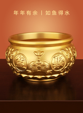 《财富满堂》黄铜米缸聚宝盆摆件招财聚财存钱罐客厅装饰工艺礼品