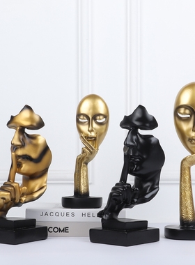 人物雕像摆件轻奢金色调北欧式室内装饰品客厅咖啡馆酒店家居饰品