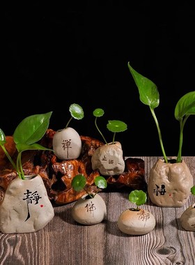 陶瓷禅意水培绿萝花盆器皿创意小花器粗花瓶装饰客厅茶桌装饰摆件